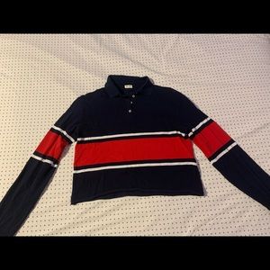 brandy melville cropped long sleeve collared shirt